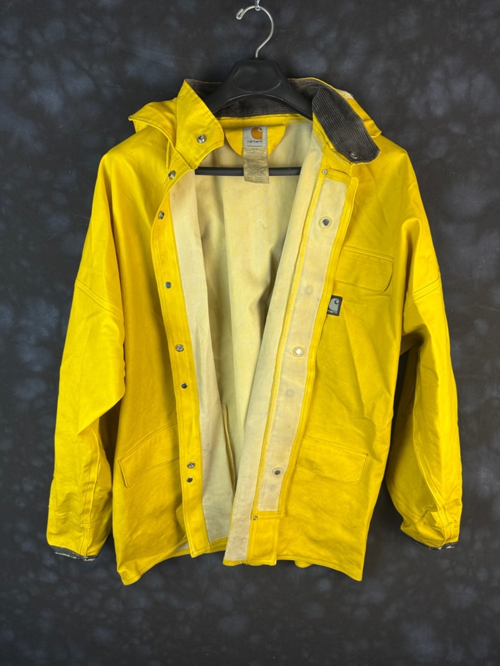 Carhartt Bright Yellow Duck Work Jacket with Corduroy Collar